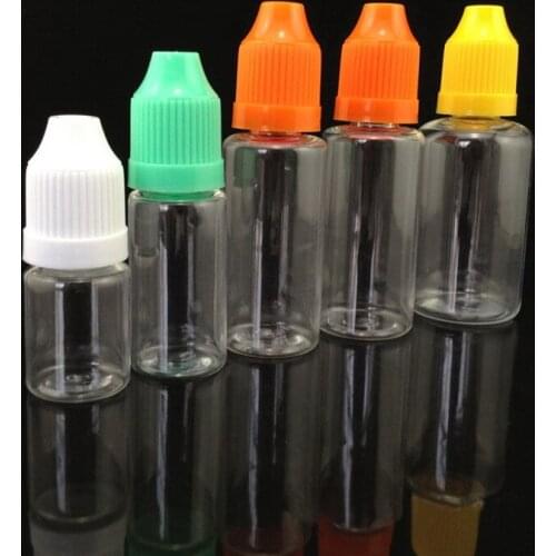 1000pcs PET 5ml 10ml 15ml 20ml 30ml 50ml Plastic Bottles Childproof Cap Long Thin Tip Clear Plastic Empty Bottle for Oil Liquid