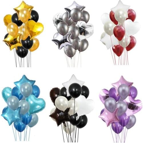 14pcs Heart-shaped Stars Aluminum Wedding Balloons Marriage Proposal Decoration Balloon Birthday Layout Party Supplies 18inch