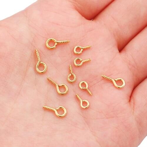 25 Pcs Gold KC Rhodium Copper Mix Metal Tiny Sheep Eyes Pins Eyelets Screw Threaded Pendant for Jewelry Making Earrings DIY