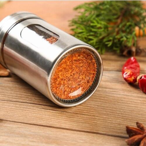 304 Stainless Steel Spice Box Barbecue Sprinkler Bottle Kitchen Spice Bottle Glass Household Spice Jar Pepper Bottle