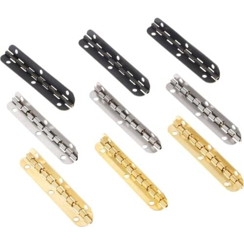 4Pcs Gold/Silver/Bronze Cabinet Door Luggage Hinges 6 Holes Decor Jewelry Wood Boxes Hinge Furniture Decoration 90 Degree +Screw