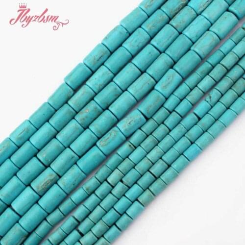 4x5,5x8mm Smooth Column Beads Blue Howlite Stone Beads For DIY Necklace Bracelets Earrings Jewelry Making 15" Free Shipping