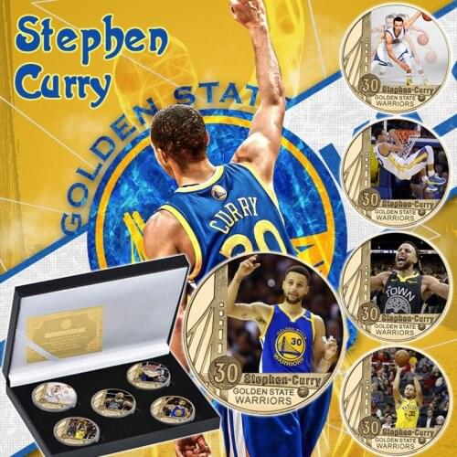 5pcs Basketball MVP Gold Plated Coins with Coin Holder Set Collectibles Original Challenge Coin Sports Souvenir Birthday Gifts