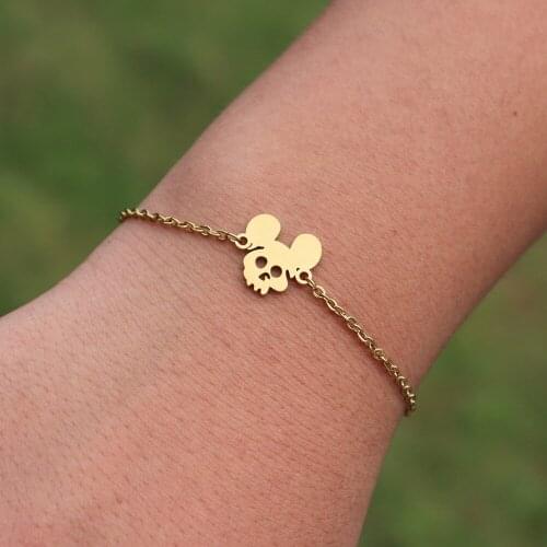 Vacation Gift Mouse Bracelet For Kids Cartoon Bijoux Femme Stainless Steel Bracelets Gold Color Pulseras Mujer BFF Jewelry