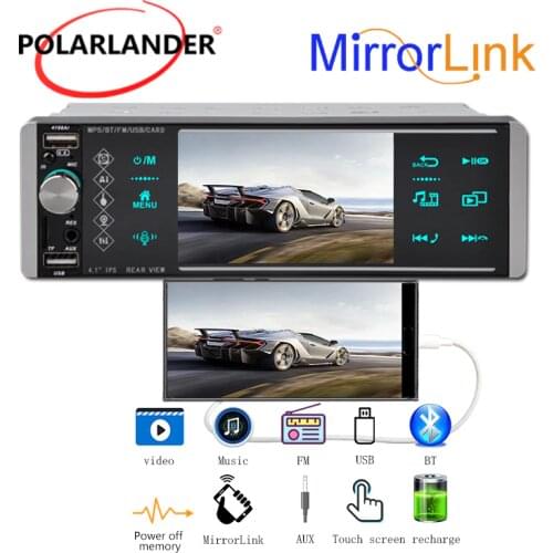 Touch Screen 1080P High-Definition 1 Din Bluetooth 4.2 MirrorLink Car Radio Intelligent AI Voice Control MP5 FM SD USB 4 Inch