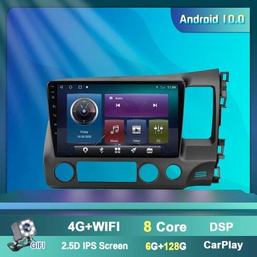 ​OKNAVI 10'' Android 9.0 For Honda CIVIC 2006-2011 Multimedia Navigation GPS Car 4G WIFI DSP Carplay Radio Video Player No DVD