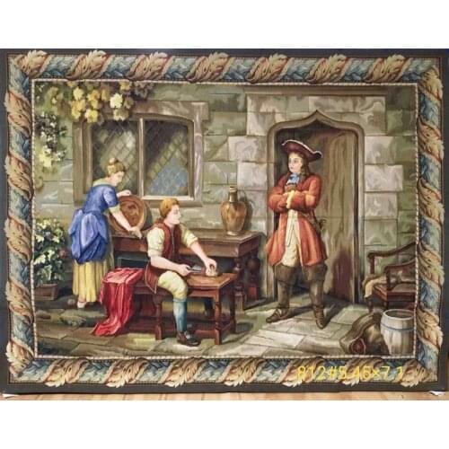 Free shipping 100% Woolen Aubusson Tapestry Gobelin carpet 100% handmade Tapestry Museum Collection tapestry