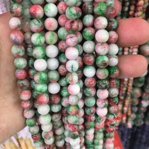 Free Shipping Natural Stone 6 8 10 12MM Korea red Green White Colorful Jadee Loose Beads Pick Colors For Jewelry Making