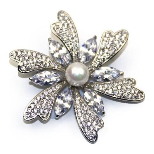 MADALENA SARARA AAAA Zircon And Crystal Inlaid Pearl Brooch Gol Plated Copper Style Fine Brooch Pin For Women Jewelry BH-10015
