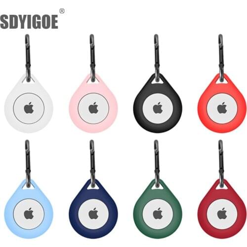 For Apple Airtag Case Liquid Silicone Protective Sleeve Holder Keychain Skin Cover with Buckle for Apple Air Tag Locator Tracker