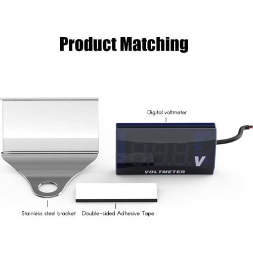 2 Colors Motorcycle DC 10-150V Digital Voltmeter with LED Display Waterproof Voltage Tester Battery Moniter Gauge with Bracket