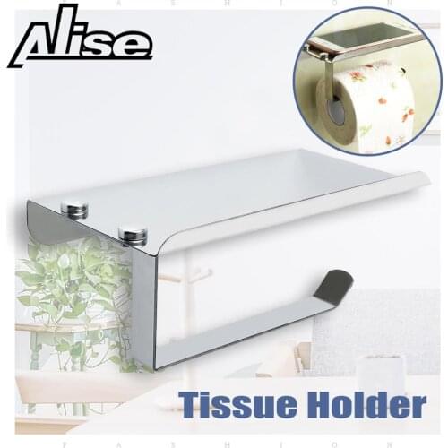 Bathroom Toilet Paper Holder with Phone Shelf 304 Stainless Steel Kitchen Tissue Holder Wall Mount Toilet Paper Roll Holder
