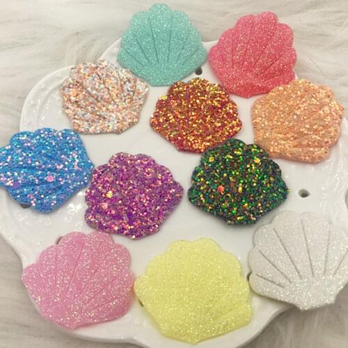 22pcs/lot Flash Powder Shell Appliques Parts Sequins Glitter DIY Craft Hair Accessories Mermaid Childrens Headwear Apparel
