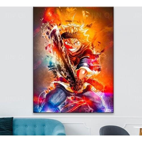 Home Decoration Black Clover Canvas Painting Hd Prints Anime Dark Sword Fire Pictures Wall Art Modular Bedside Background Poster