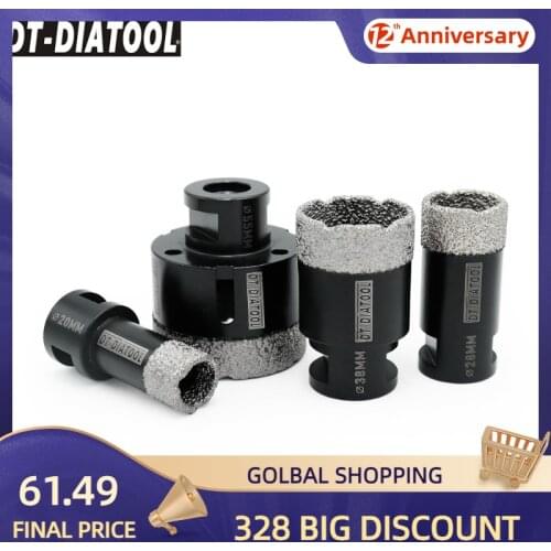 DT-DIATOOL 4pcs Dry Vacuum Brazed Diamond Drilling Core Bits CeramiC Tile Hole Saw Drill Bits Dia 20/28/38/55mm