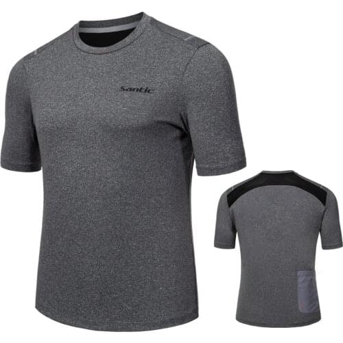 Santic Mountain Road Bike Jersey Leisure Outdoor Sports Riding Running T-shirt Quick Dry Short-sleeves Summer Men Jersey Pockets