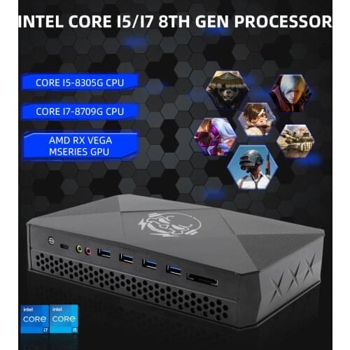 Gaming PC Intel Core i5 8305G i7 8705G 4 Cores 8 Threads DDR4 RAM Dual graphic card HDMI DP SD card slot Radeon RX Vega M GL 4G