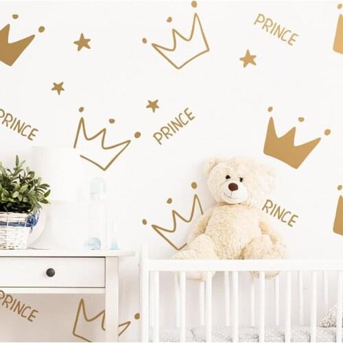 Crown Wall Decals Prince King Vinyl Sticker Star Wall Stickers Kids Room Decals Nursery Wall Decals, Boys, Star Removable 2147