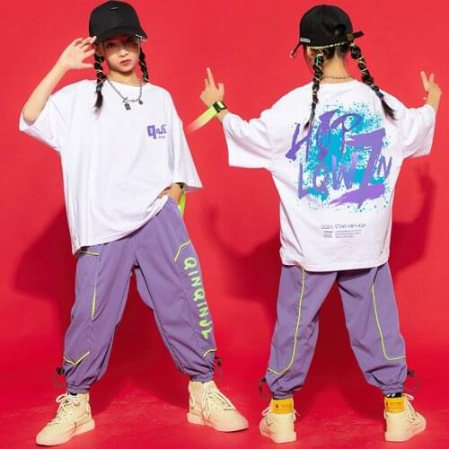 New Kids Jazz Dance Costume Boys Hip Hop Suit Girls Street Dance Stage Performance Clothing Child Loose Practice Clothes DQL5843