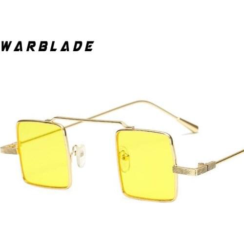 Metal Sunglasses Men Women Retro Square Sun Glasses Fashion Ocean Clear Yellow Pink Color Sunglass small frame Glasses