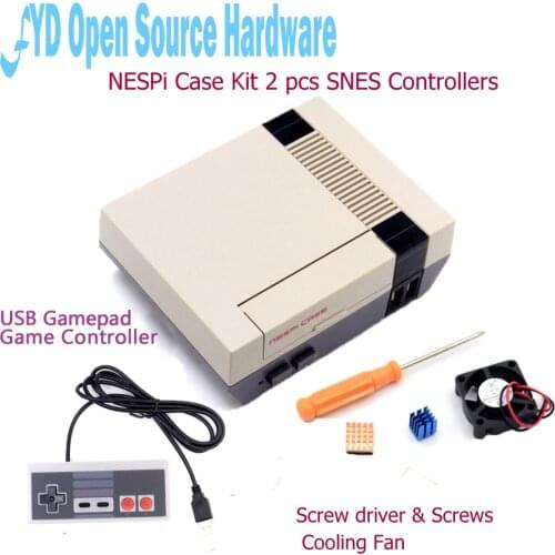 Mini NESPI Case Retroflag Kit with Fan + Optional SNES / Turbo / 2.4G Wireless Game Controllers for Raspberry Pi 3/2/B