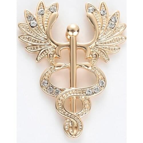 Fashion Sceptre Brooches Women Medical Jewelry Gold Silver Color Lapel Pin Metal Christmas Jewelry Crystal Pins Men Accessories