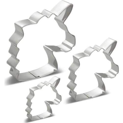 KENIAO Unicorn Head Cookie Cutters Set - 3 Piece - Large: 9 cm / Medium: 6.6 cm / Small Size: 4.1 cm - Stainless Steel