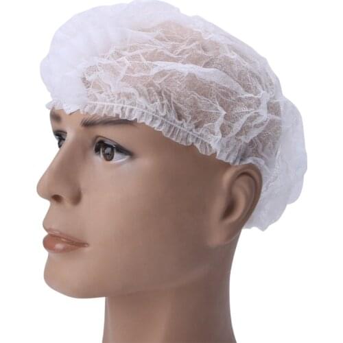 100Pcs/set Disposable Anti Dust Cap Hair Covering Hat White Non-woven One-off Shower Hat Cap For Labs Food Service