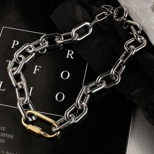 Flashbuy Punk Chain Choker Necklaces Chunky Thick Chain Keychain Pendant Necklaces for Women Men Hip Hop Hot Jewelry