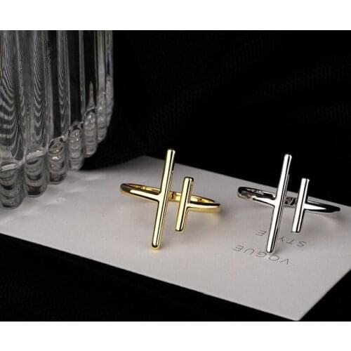 S925 Silver Simple Smooth T-Ring