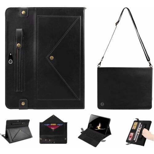 With Strap Solid PU Leather Card Shockproof Tablet Case Fundas for Microsoft Surface GO Surfacego 10 10.1 Cover Stand Shell