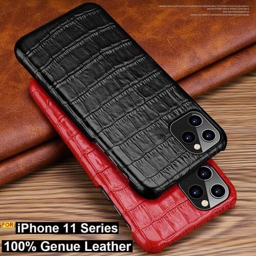 Para Iphone 11 Funda de lujo de cuero genuino de cocodrilo patron a prueba de golpes para Iphone 11 Pro Max Funda Xr Xs Funda
