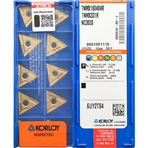 TNMX160404R NC3020 100% KORLOY Original carbide insert with the best quality 10pcs/lot free shipping