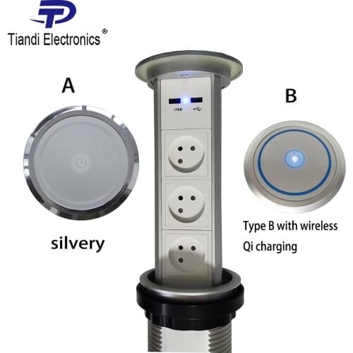Electric retractable desktop sockets power israel automatic lifting multi color smart home outlet power strip with USB charging