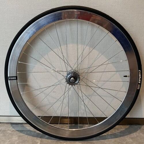 Fixie Bike Wheel With Tires Sliver 40mm Rim 700C Bicycle Wheelset Aluminum Alloy Single Speed Vintage Fixed Gear Parts