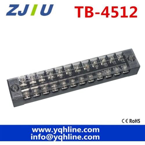 High quality 600V 45A Dual Row 12P 12 Positions Screw Connector Electric Barrier Terminal Block Strip 2pcs TB4512 (TB-4512)