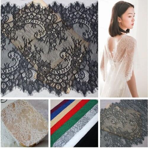 High quality cut line eyelash lace trim accessories handmade DIY clothing decorative lace fabric