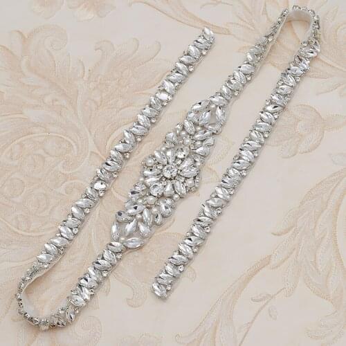WENXI 30PCS Wholesale Handmade Full Length Rhinestones Appliques Sewing On For Wedding Dresses Belt Rhinestones Appliques WX858