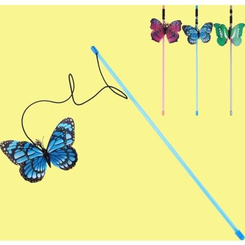 Funny Cat Stick,Three-color Butterfly Bell-style ,Pet Cat Interactive Simulation Butterfly Toy
