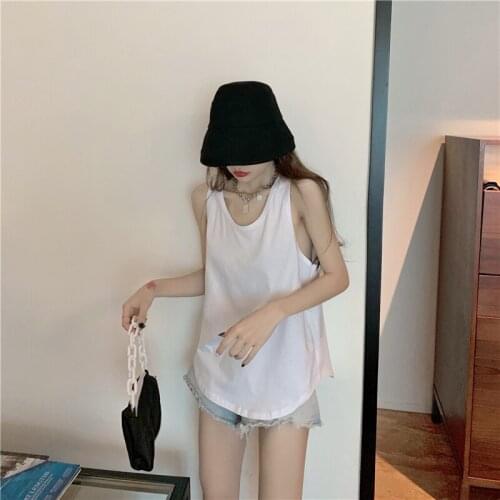 Womens Clothes Summer T-shirt Round Neck Sleeveless Vest Sexy T-shirt Womens 2021 Fashion Casual Loose New Top y2k top