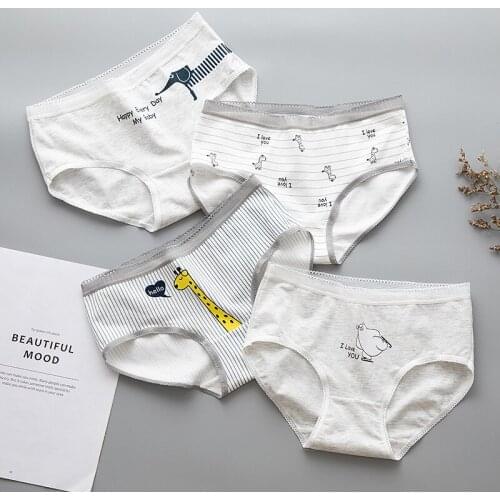 Womens Panties Cotton Cute Giraffe Bear Pattern Girl Briefs Cartoon Female Underwear Lingerie Ladies Underpants Woman Panty