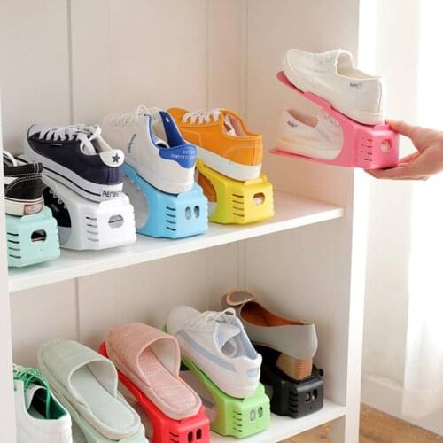 1pcs Durable Adjustable Shoe Organizer Footwear Support Slot Space Saving Cabinet Closet Stand Shoes Storage Rack Shoebox