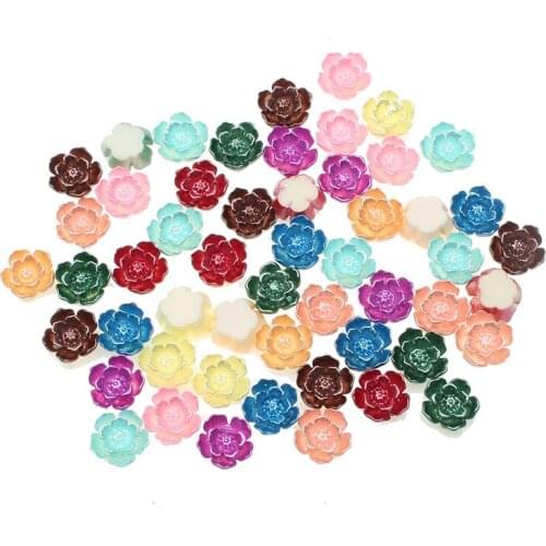 100pcs Kawaii Resin Flowers Flatback Cabochon Scrapbook Craft Clear Embellishments DiyDecor For Headwear Phone Nail Art Stickers