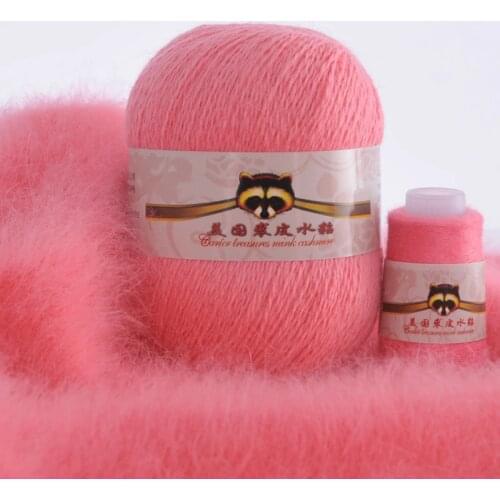 14s/2 Long plush Mink Cashmere yarn Solid Color Soft warm Yarn for Hand knitting Cardigan Hat Scarf Diy Sewing Sup