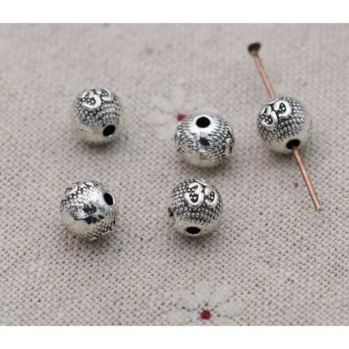 20pcs/lot Antique Silver Plated Yoga Loose Spacer Beads for Jewelry Making Bracelet DIY Findings 8mm