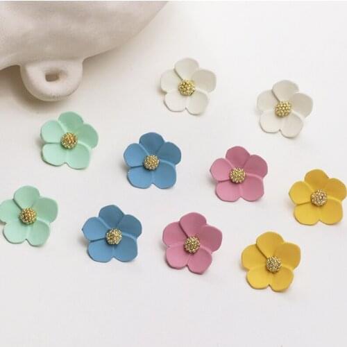 6pcs Korea flower candy color Flower Stud Earring for Women Wedding Trendy Plant Girl diy jewelry earrings accessories materials