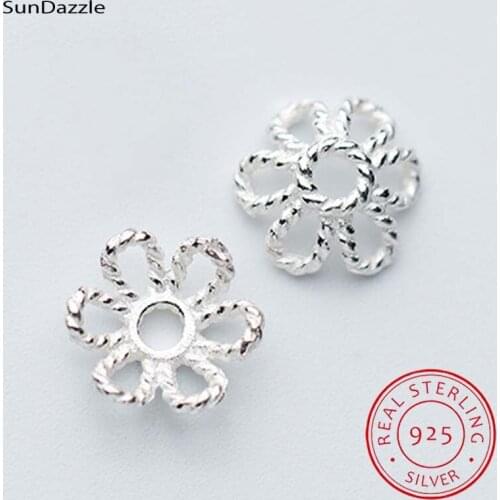 8pcs Real Solid 925 Sterling Silver Torus Flower Bead Caps Fillagree End Bead Cap Connector Jewelry Making Findings