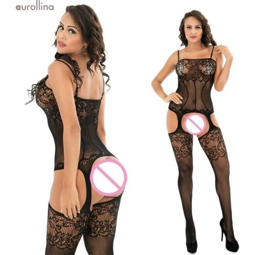 Aurollina Lingerie Sexy Garter Set Erotic Lace Bodysuit Hot Padded Bustier Corset Girdle Waist Cincher Underwear Lace Bodysuit