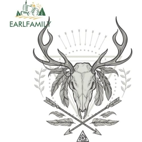 EARLFAMILY 13cm x 10.3cm Personality Creative Deer Shaman Decal Helmet Motorcycle Car Sticker Vinyl Decals Skull Car Styling