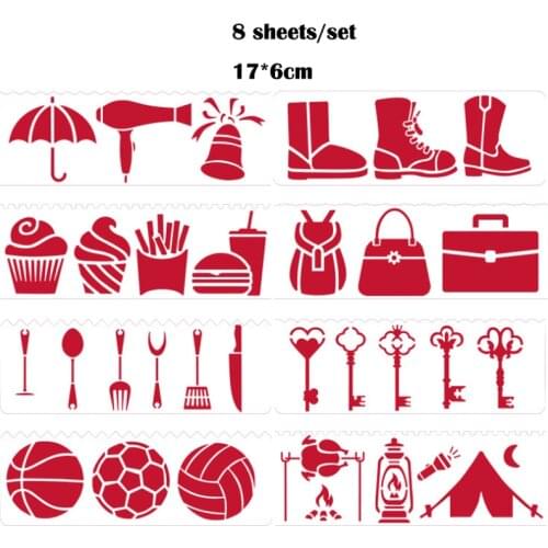 8pc Shoes Stencils DIY Layering Scrapbook Coloring Embossing Diary Album Decorative Painting Template Office School Supplies